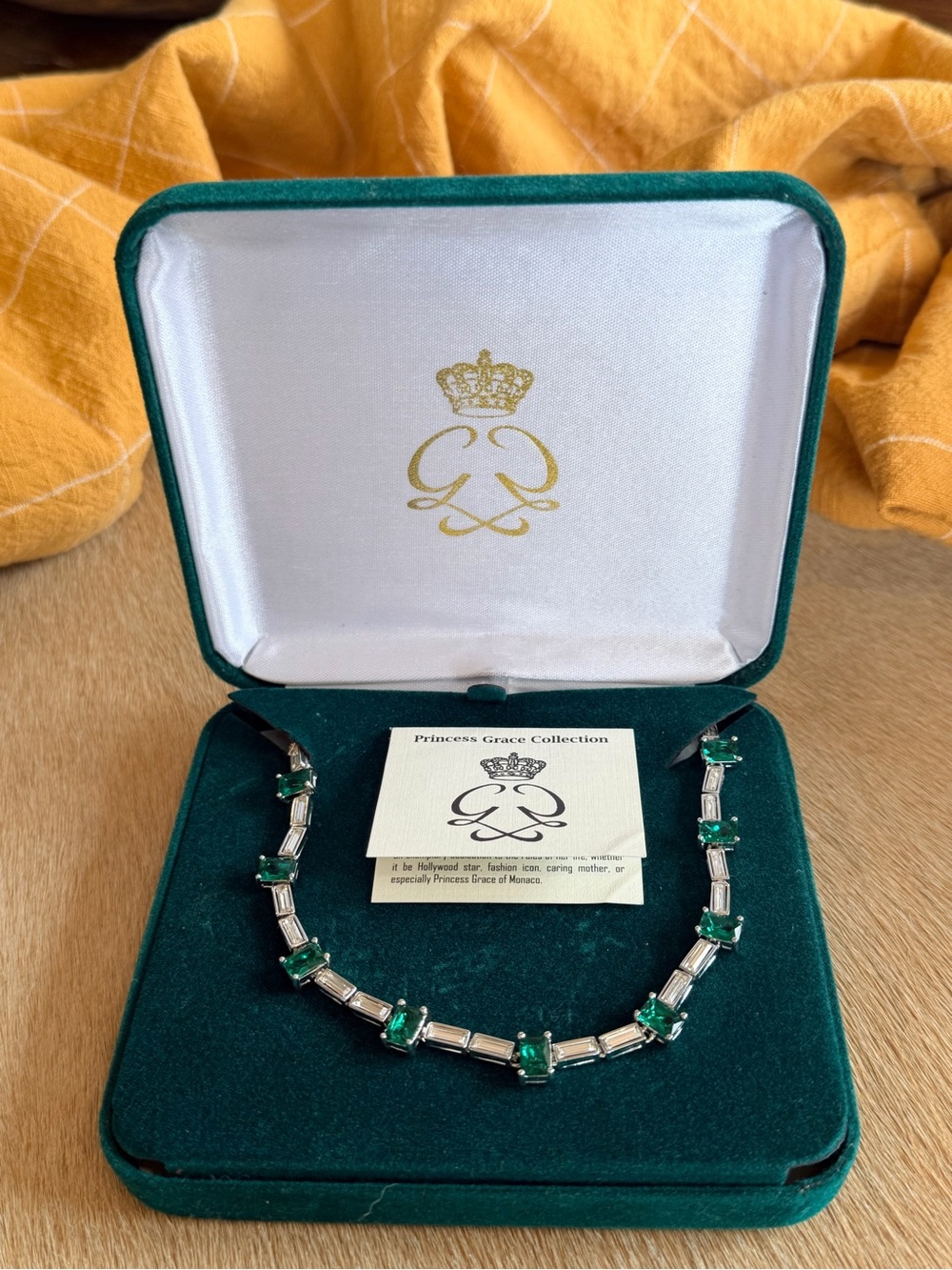 Clarion-Pell Princess Grace Emerald Green Crystal Baguette Necklace